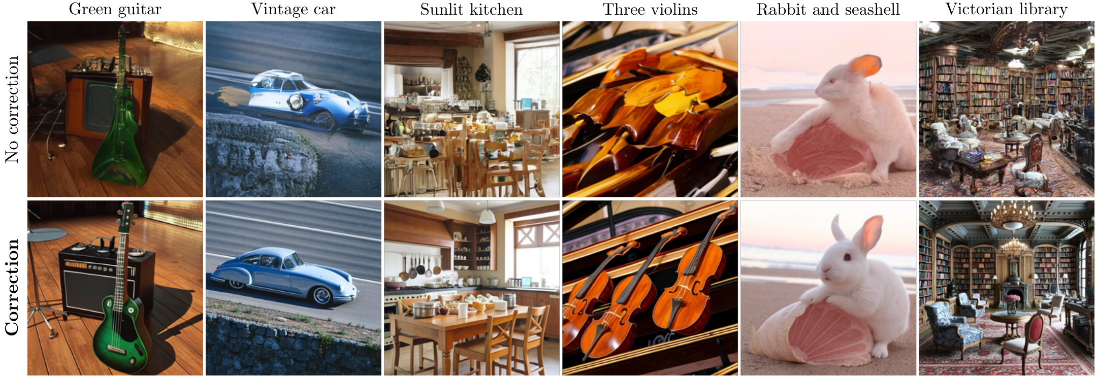 Correction improves object geometry and organizes cluttered scenes.